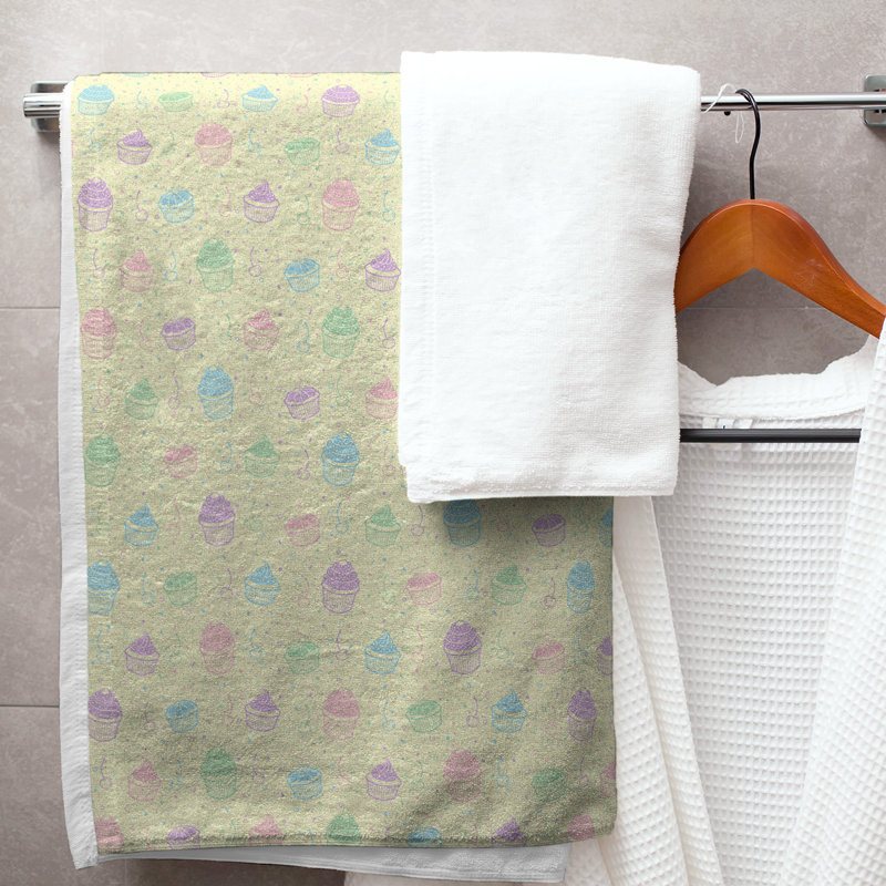Serviette de bain classique cupcake, Jaune