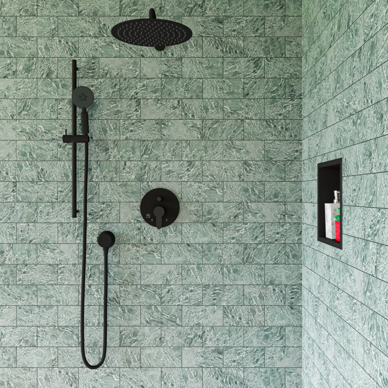 Matte Black Wall-Mounted Shower Valve with Lever Handle