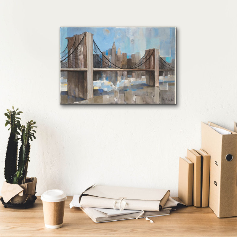 Toile épique Graffiti «Spanning The East River» par Albena Hristova, 18 po x 12 po