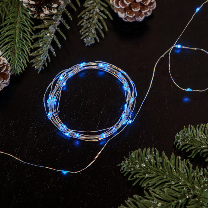 20 micro guirlandes lumineuses DEL à piles, Bleu