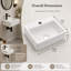 Lavabo de salle de bain mural 13 po x 11 po, lavabo de salle de bain mural rectangulaire en céramique, robinet monotrou compatible sans trop-plein, blanc-129401994