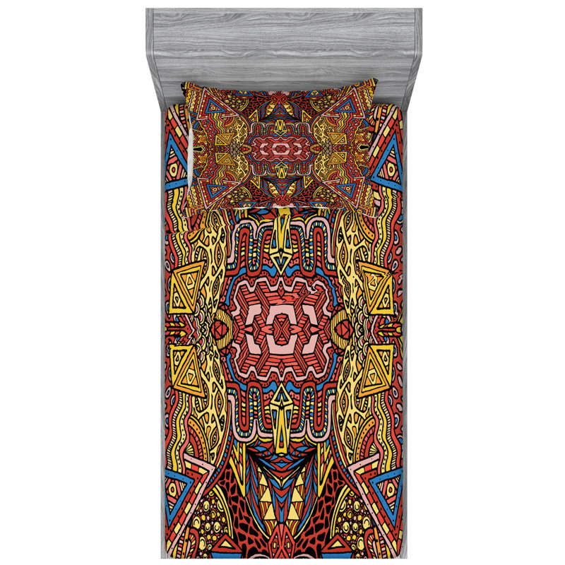 Psychedelic Microfiber Sheet Set, Twin Sheet Set with Fitted Sheet and 1 Pillowcase
