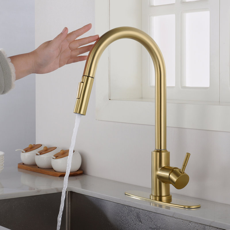 Touch Kitchen Faucet With Pull Down Sprayer, Brushed Gold