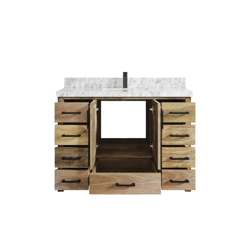 Ensemble de meuble-lavabo simple 48 po Malibu, Quartz de Carrare, Naturel