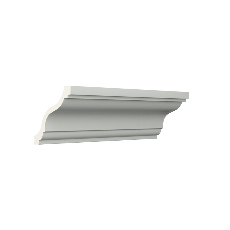Endurathane June Crown Moulding, 4"H x 4"P x 5 1/4"F x 94 1/2"L, Factory Primed, 4" H x 94.5" W x 4" D