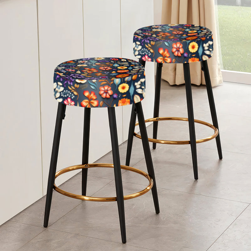 Tropical Tapestries Boho Pattern - Floral Bar Stools Set Of 2