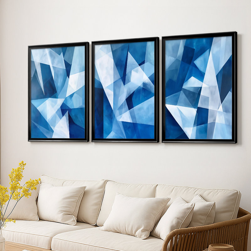 ABSTRACT Series XCI - Toile tendue avec châssis sur mesure - 3 pièces, H 21 po x l 30 po