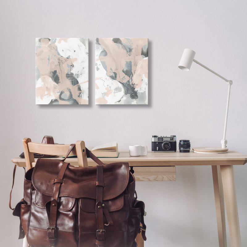 "Beige Splash", ensemble de 2 toiles murales par June Erica Vess, H 20 po x l 16 po