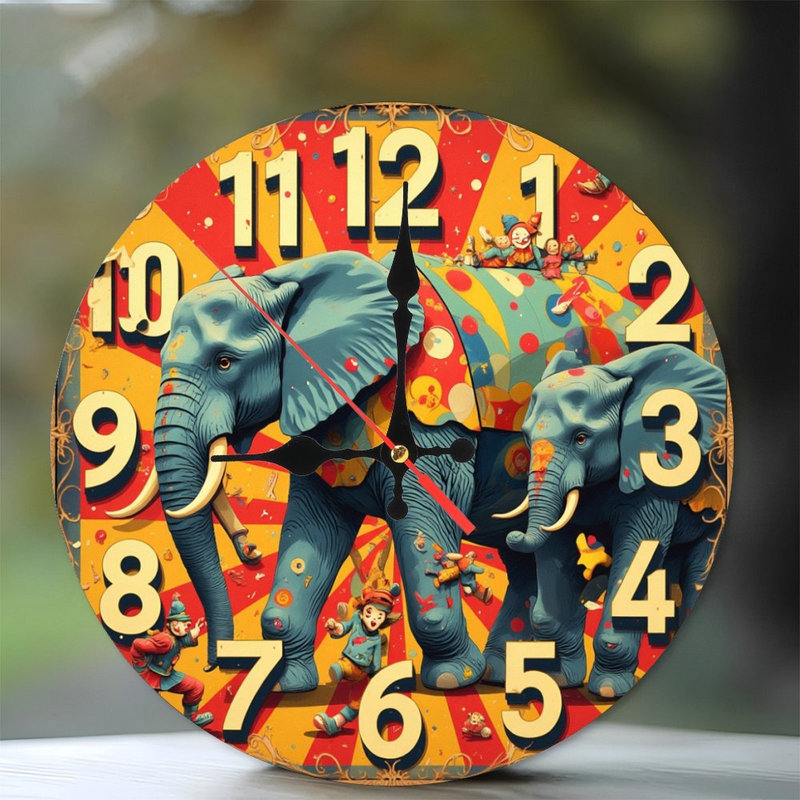 Horloge murale colorée éléphant