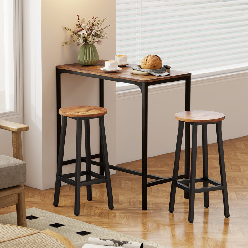 HOMCOM Bar Stools Tall Bar Chairs with Steel Frame Set of 2 Brown