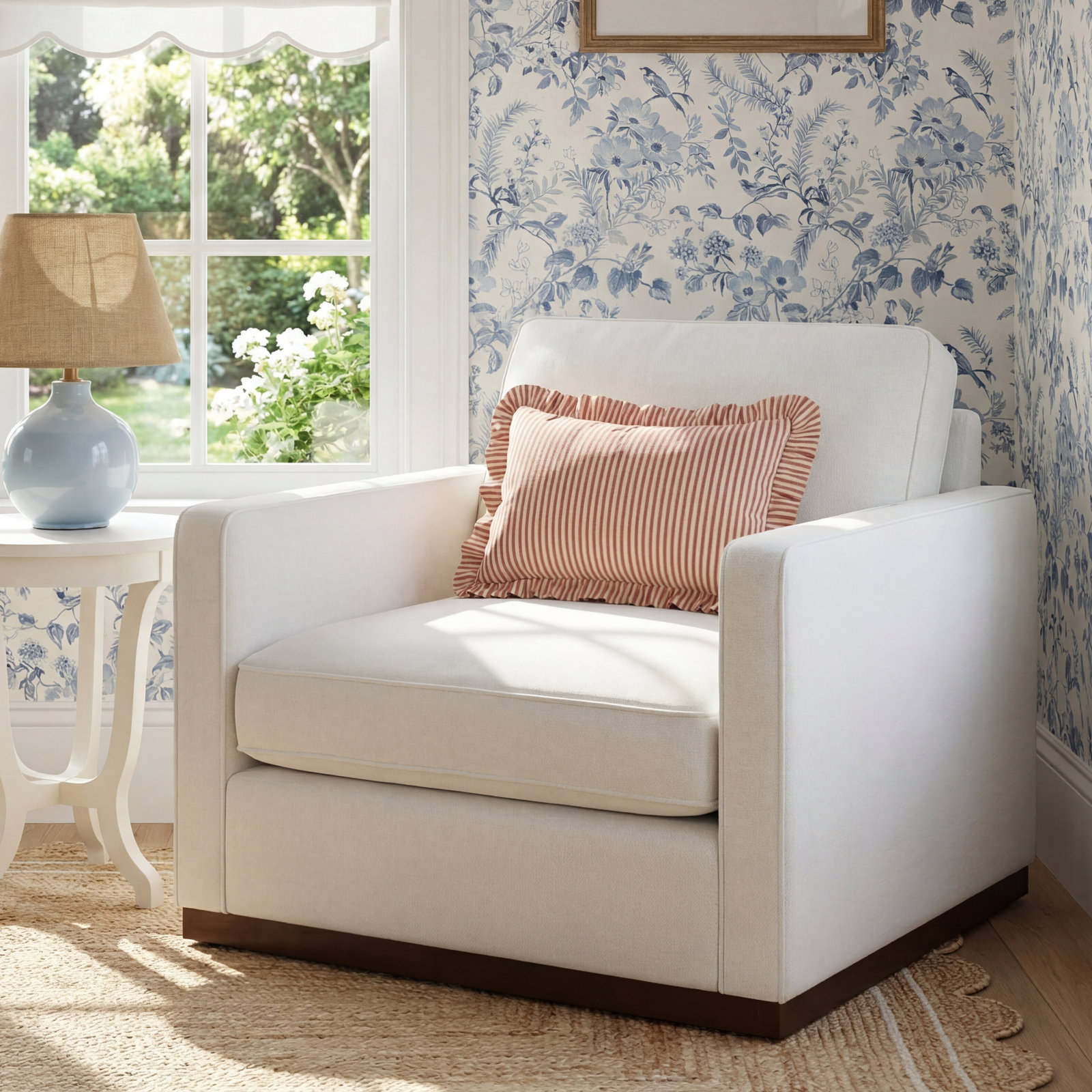 Bobbi 41'' Wide Upholstered Armchair, Effie Linen Performance Weave