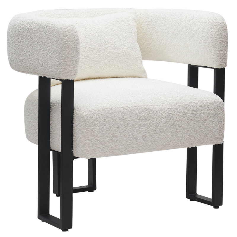 Tatia Upholstered Barrel Chair, Ivory Polyester