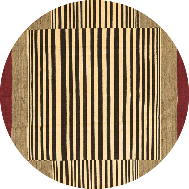 Washable Striped Indoor Rug, Round 5'