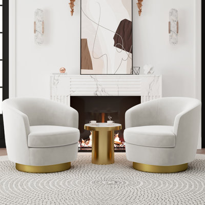Velvet Swivel Barrel Chair (Set of 2)