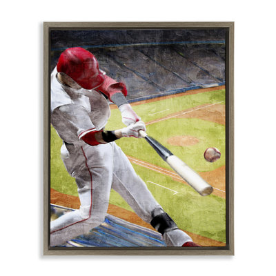 Cadre flottant d'athlète frappant au baseball, design par Kim Allen