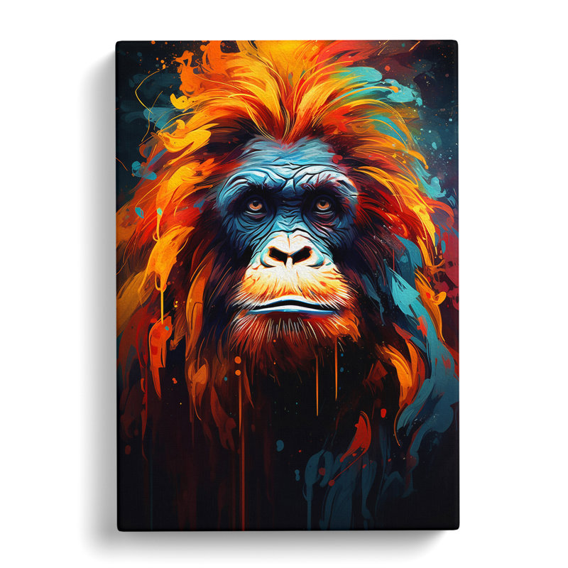 Orangutan Expressionism No.2 - Wrapped Canvas, 50cm H x 35cm W x 3cm D