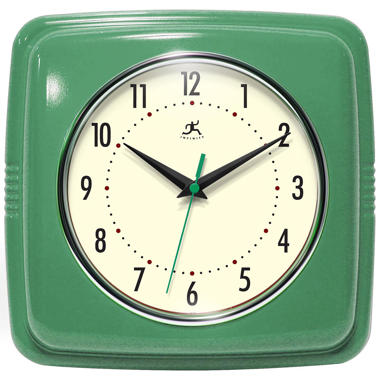 Orrwell Square Plastic Wall Clock 9.25 Inches, Light Green