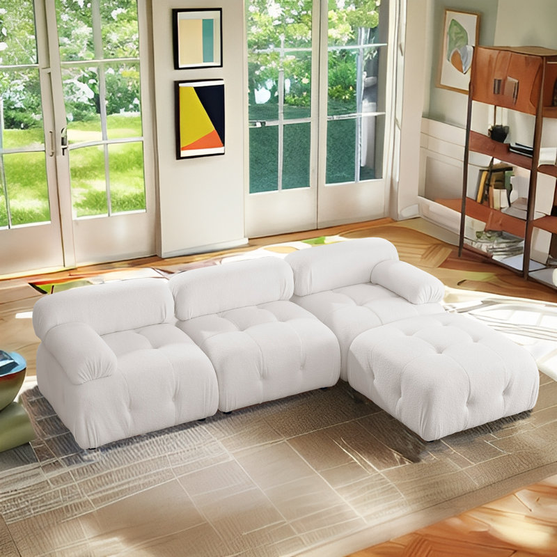 Modular Sectional Sofa, Button Tufted Designed And Diy Combination,L Shaped Couch With Reversible Ottoman