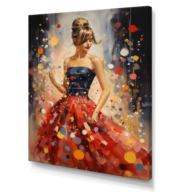 «Okaloosa Red Timeless Glamour Pointillism III», reproduction sur toile, H 44 po x l 34 po x P 1,5 po, Toile tendue