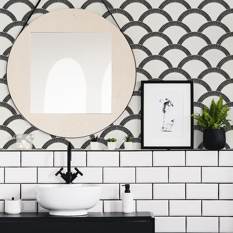 Julietta 16.5' L x 20.5" W Peel and Stick Wallpaper Roll, Black, 1.75 kg
