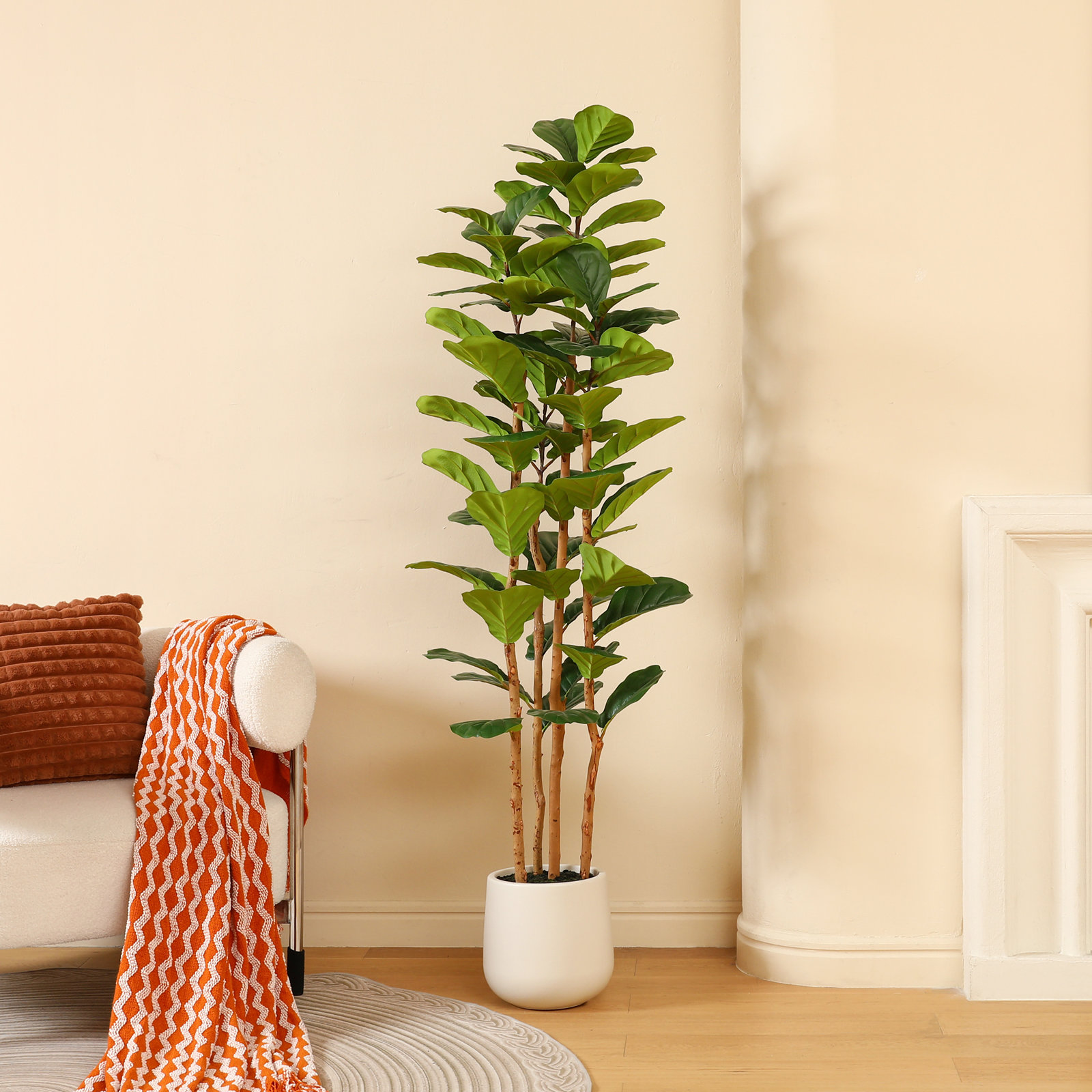 Adarna Fiddle Leaf Fig Tree in Pot, 72" H x 24" W x 24" D