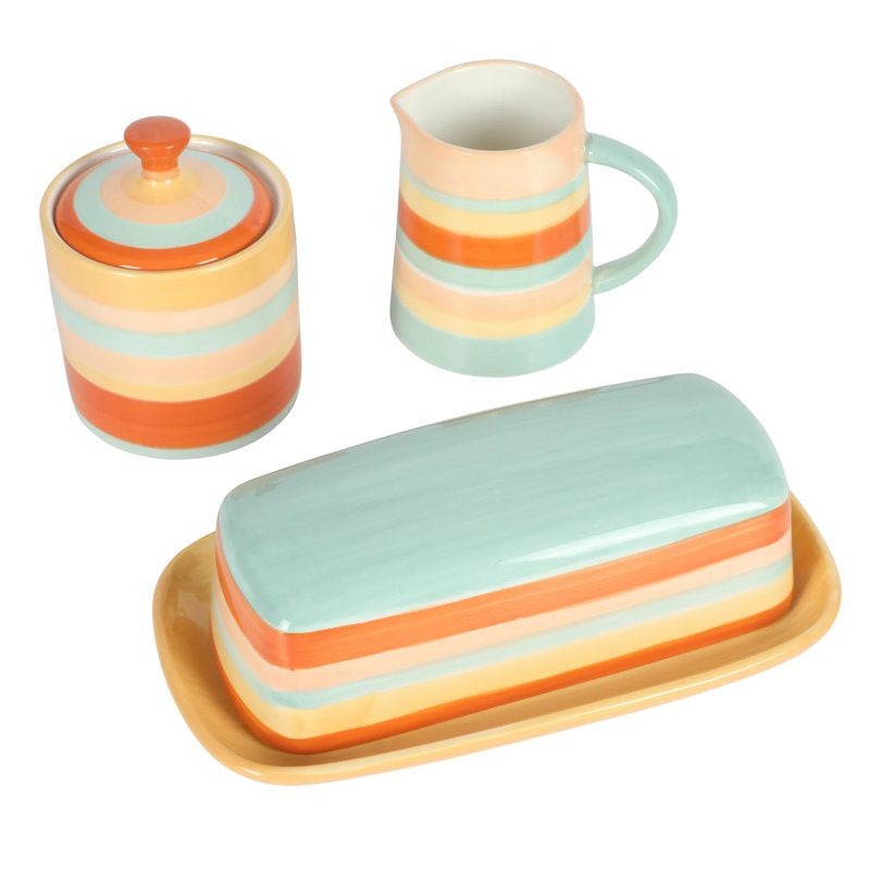 Ensemble de beurrier, pot à sucre et pot à crème 5 pièces Gracie Oaks