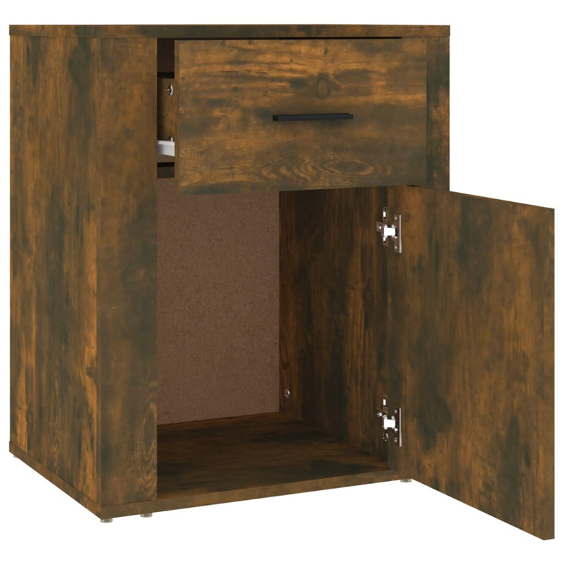 Karinn 50cm W Manufactured Wood Bedside Table, Smoked Oak