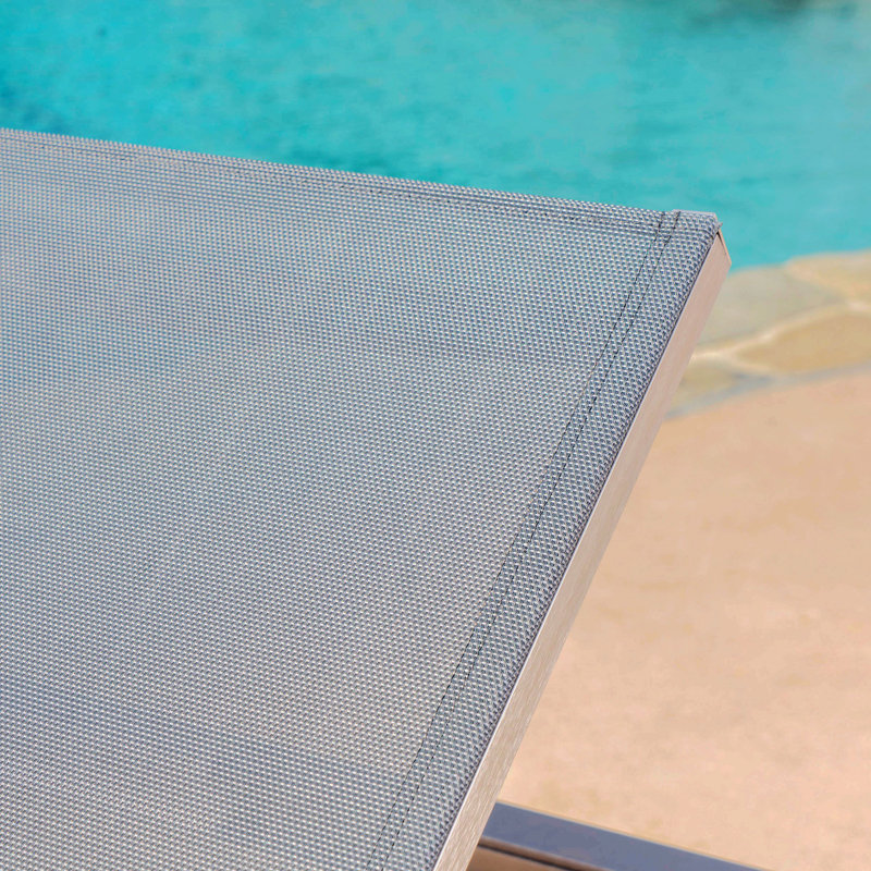 Caggiano Outdoor Metal Chaise Lounge, Light Gray, 2