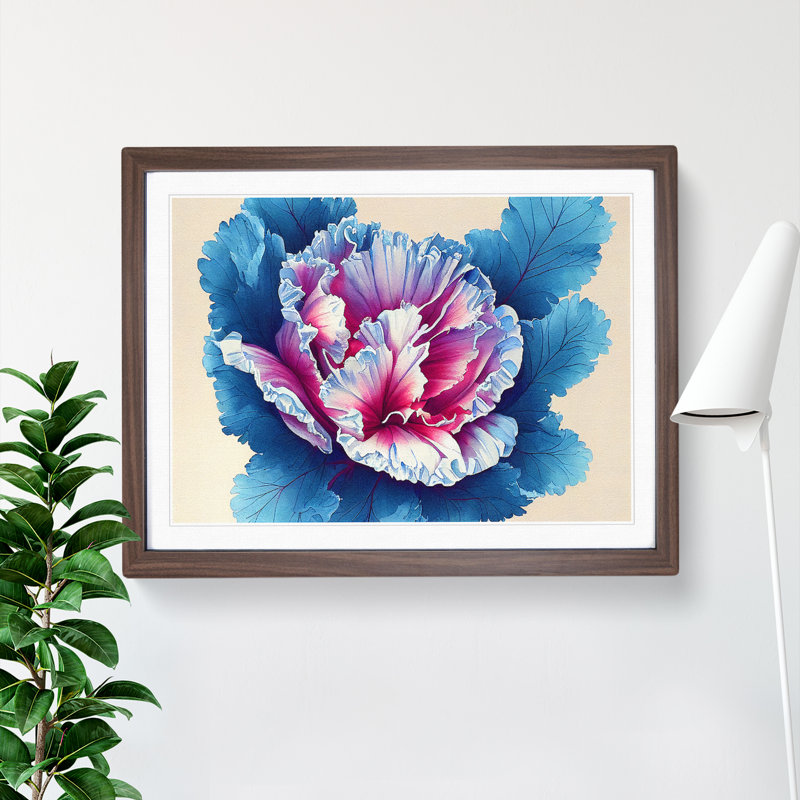 Watercolour Carnation Flower - Painting, Walnut Framed, 46cm H x 64cm W x 2cm D