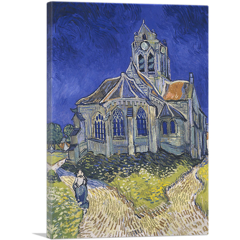 «The Church At Auvers 1890», reproduction, H 26 po x l 18 po x 1,5 po