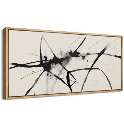 BAW " Minimalist Black Ink Splatter On White Rustic Retro Art Decor Extra Large Artwork Pictures "