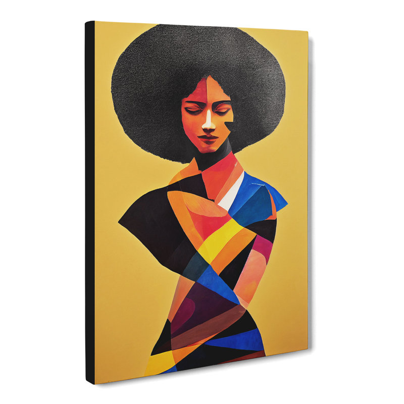 CAN-V0523-2943X Woman With Afro Torn Paper - Wrapped Canvas Print, 50cm H x 35cm W, No frame