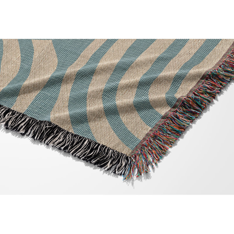 Jeté 100% coton, Grand, Bleu/beige