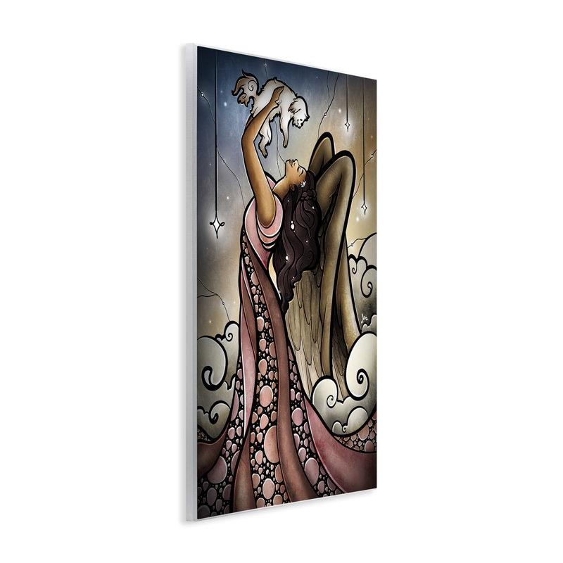 Plaque murale ange avec nouveau chiot, design par Mandie Manzano, H 15 po x l 10 po