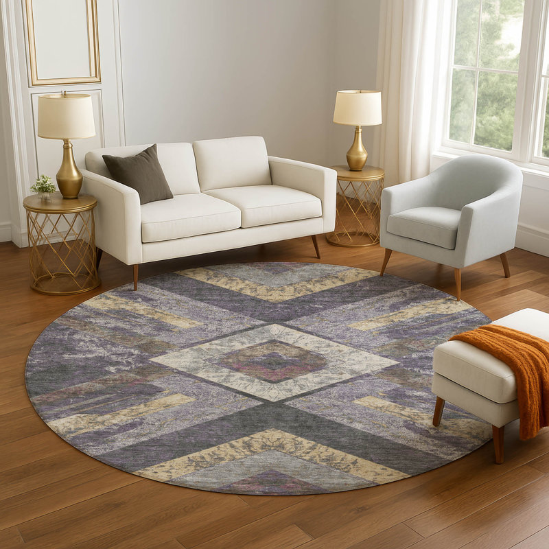 Premium Machine Washable Millbrook AMF1955 Geometric Rug, Round 8'