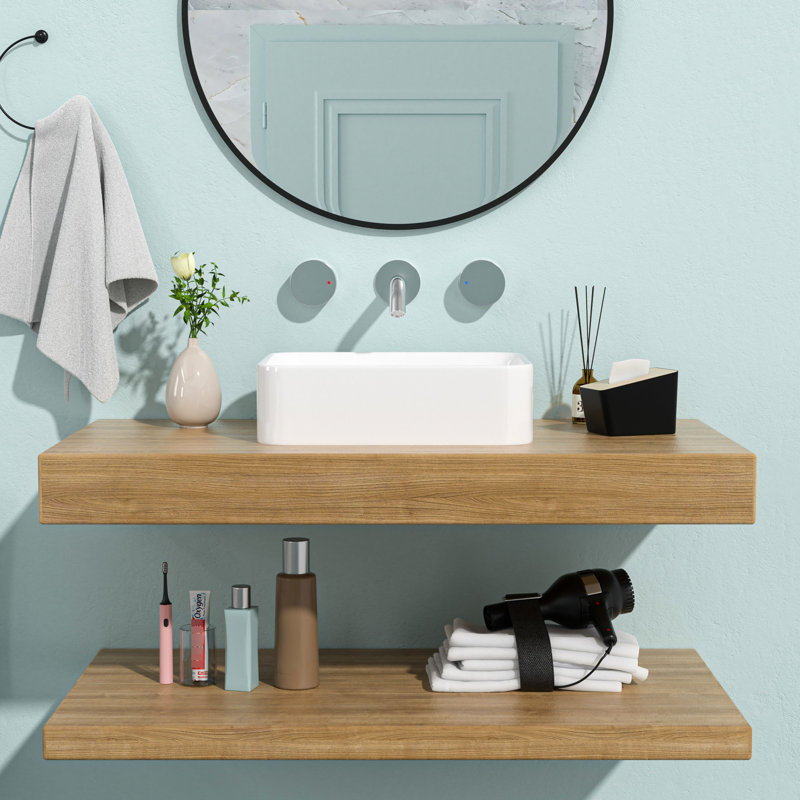 Lavabo de salle de bain en céramique de 19 po x 15 po blanc - moderne et avec vasque à surface polie à faible absorption d'eau pour un style élégant