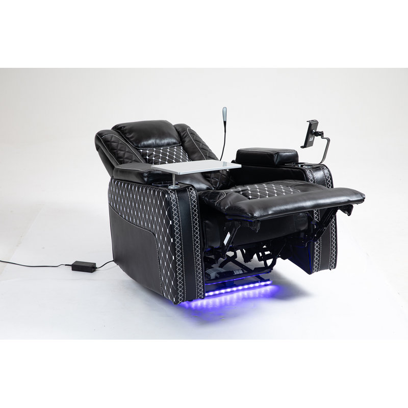 Power Zero Gravity Recliner With Multifunctional Features - Storage Armrest & Cup Holder - Laptop Table & Phone Holder- Reading Light & LED - Infinite Position Recline For Living Room & Office