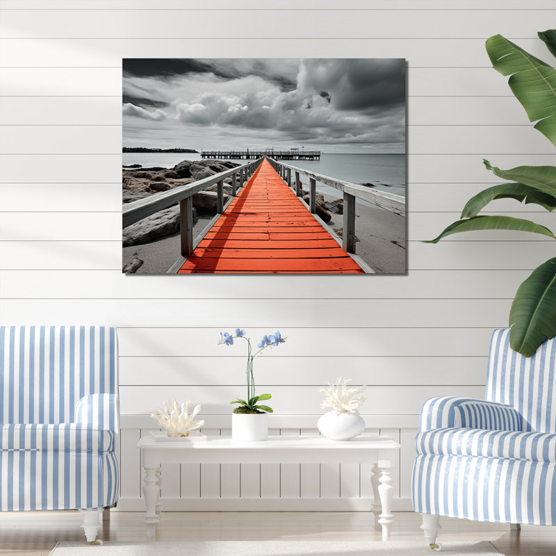 Hisa Beach Pier Point de vue noir I, H 24 po x l 32 po x P 1 po, Toile tendue