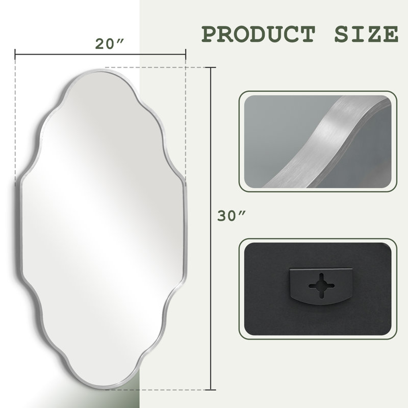 Set of 2 Modern Asymmetrical Wall Mirrors with Aluminum Alloy Frame, Decorative Irregular Hanging Mirrors for Bathroom, Bedroom, Living Room & Entryway