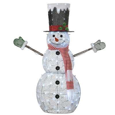 52" Pre-Lit Fabric Snowman