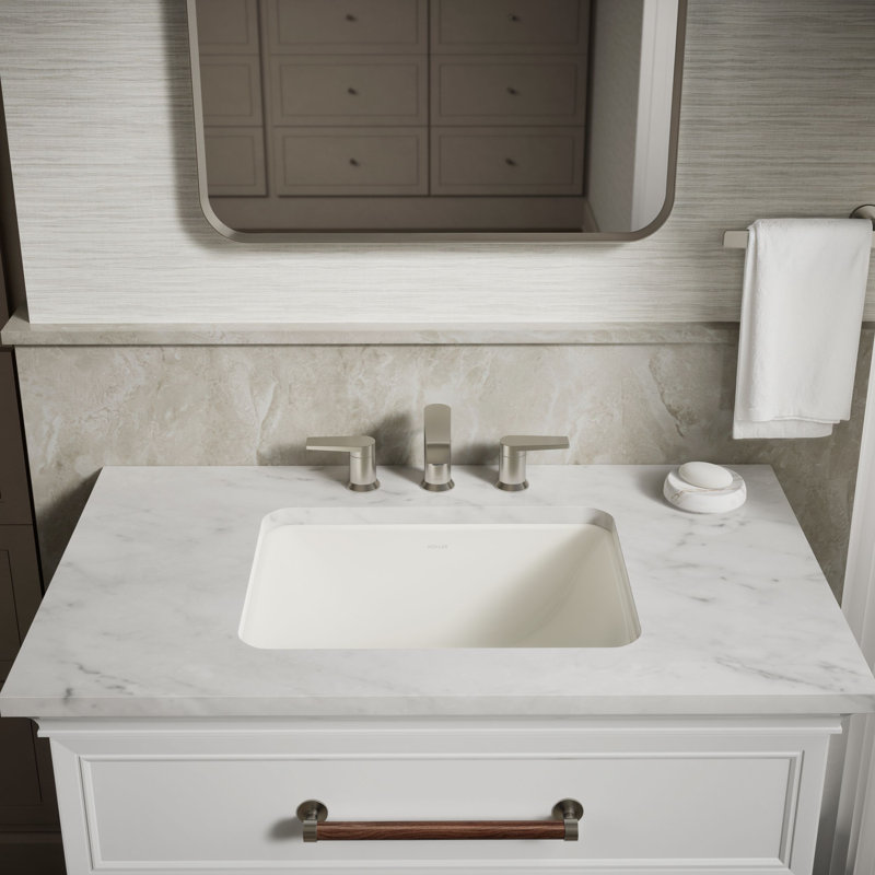 Caxton™ Kohler Rectangle 20-1/4" Undermount Bathroom Sink with Overflow, Biscuit