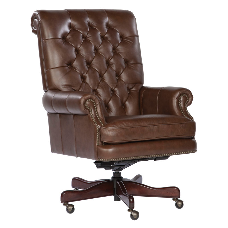 Tegan Genuine Leather Executive Chair, Brown