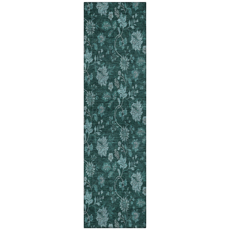 Washable Floral Indoor / Outdoor Rug