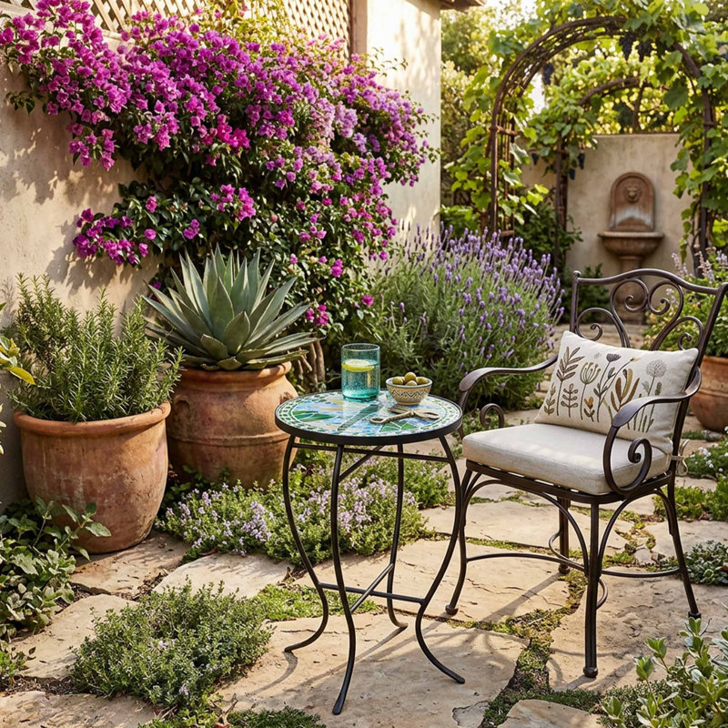 Table d'appoint d'extérieur en forme de mosaïque Dragonfly