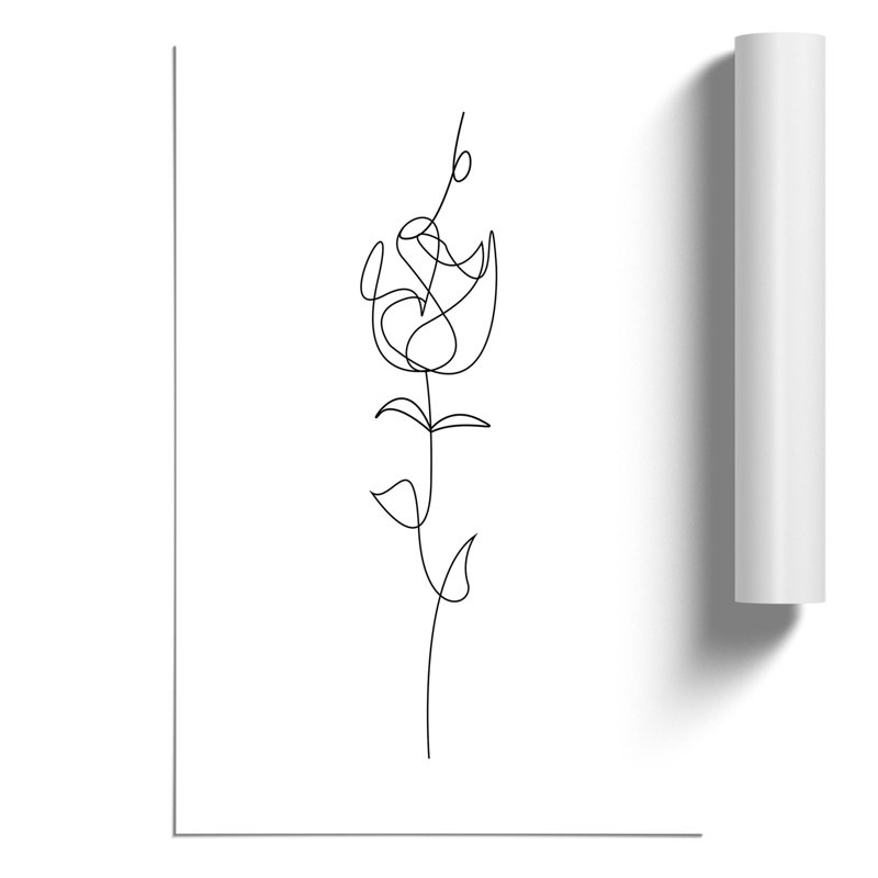 Line Flower - Unframed Graphic Art, 84cm H x 59cm W x 0.1cm D