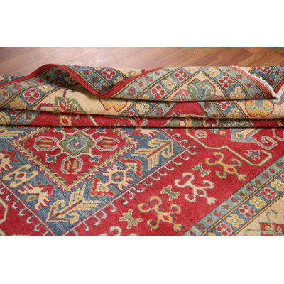 Geometric Red Kazak Oriental Area Rug 7x10