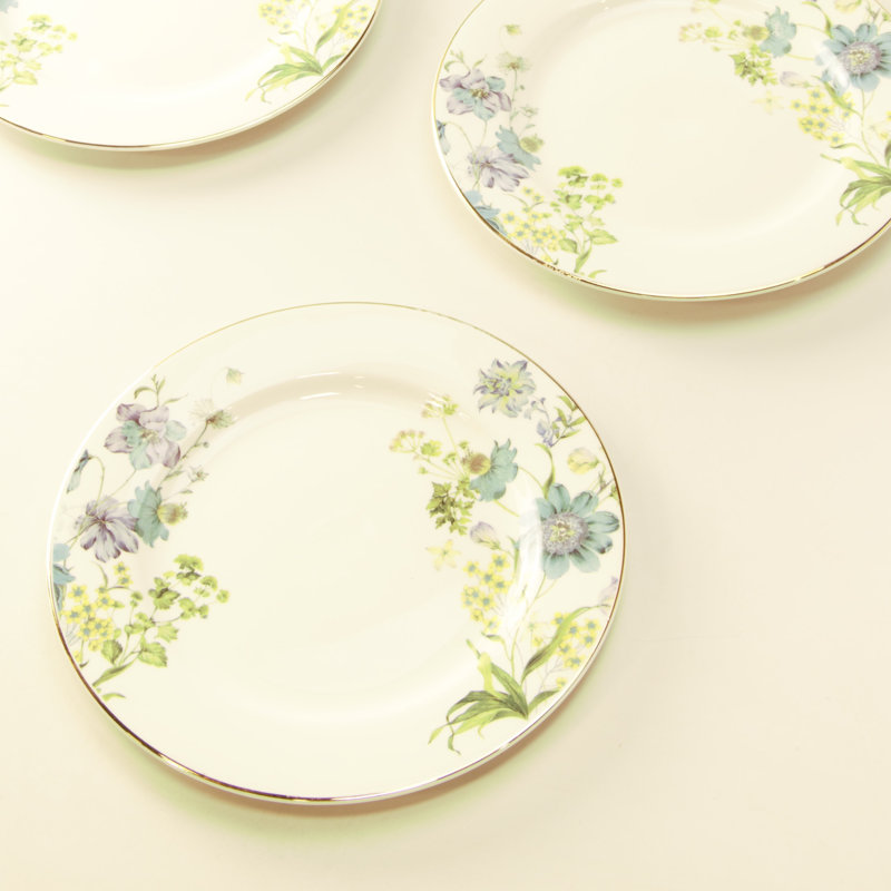Assiette à salade florale bleue sauvage, assiettes à dessert, ensemble de 4