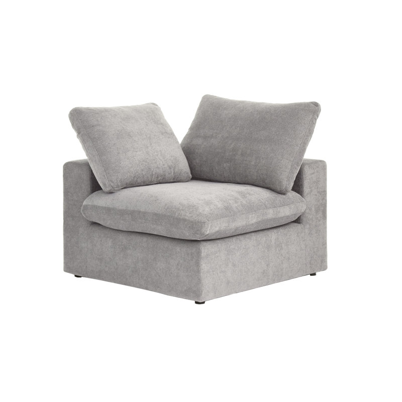 Fauteuil d'angle à housse en lin mélangé, Gris