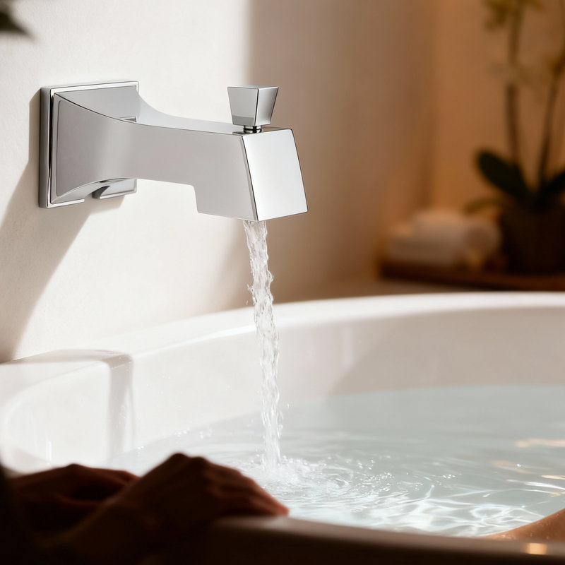 SUPPLYGIANT Tub Spout with Diverter 6" Square Bathtub Faucet with Decorative Matte Black Finish, Matte Black