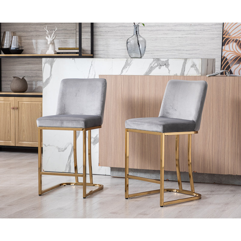 Tabouret de comptoir rembourré 24 po, Gris